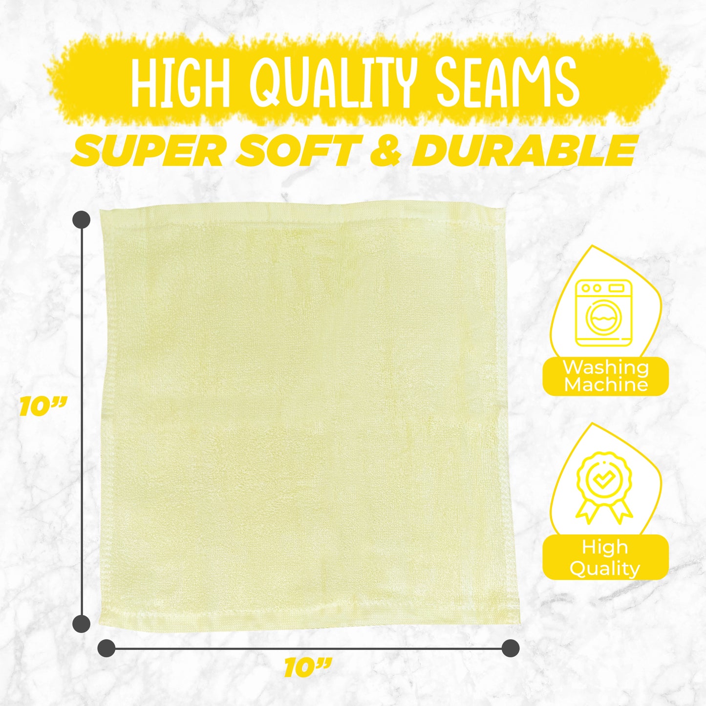 6 Premium Canary Yellow Bamboo Wash Cloths for Babies & Adults