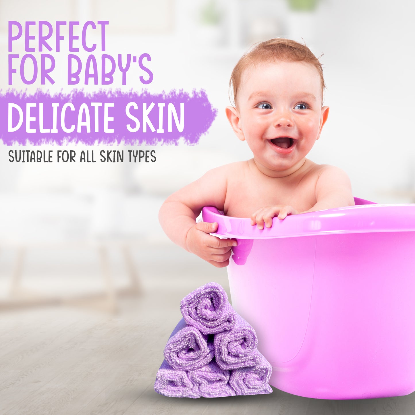 6 Premium Purple Bamboo Wash Cloths for Babies & Adults