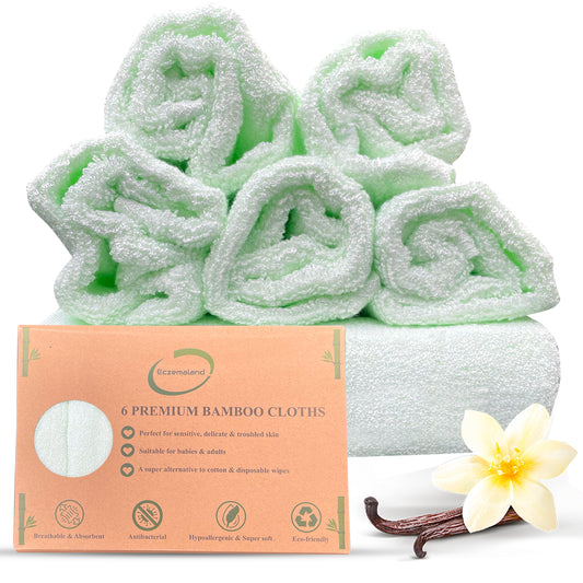 6 Premium Light Green Bamboo Wash Cloths for Babies & Adults